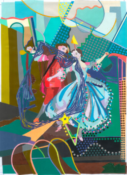 La Fête Galante 4, 2024, h 19.8 x w 14.2 inch, analog hand cut collage, paper, colored pencil on paper